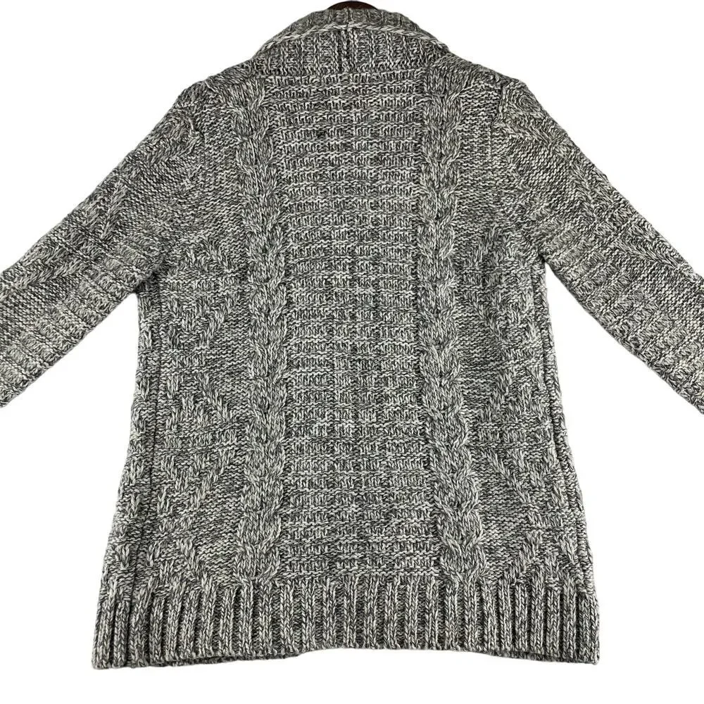 Lineamaglia Women's Wool-Blend Gray Sweater Large Open Cardigan Made in Italy - Picture 2 of 8